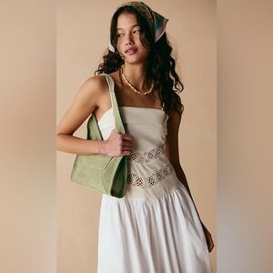 NWT FREE PEOPLE KNOX  STUDDED SUEDE SHOULDER BAG SAGE